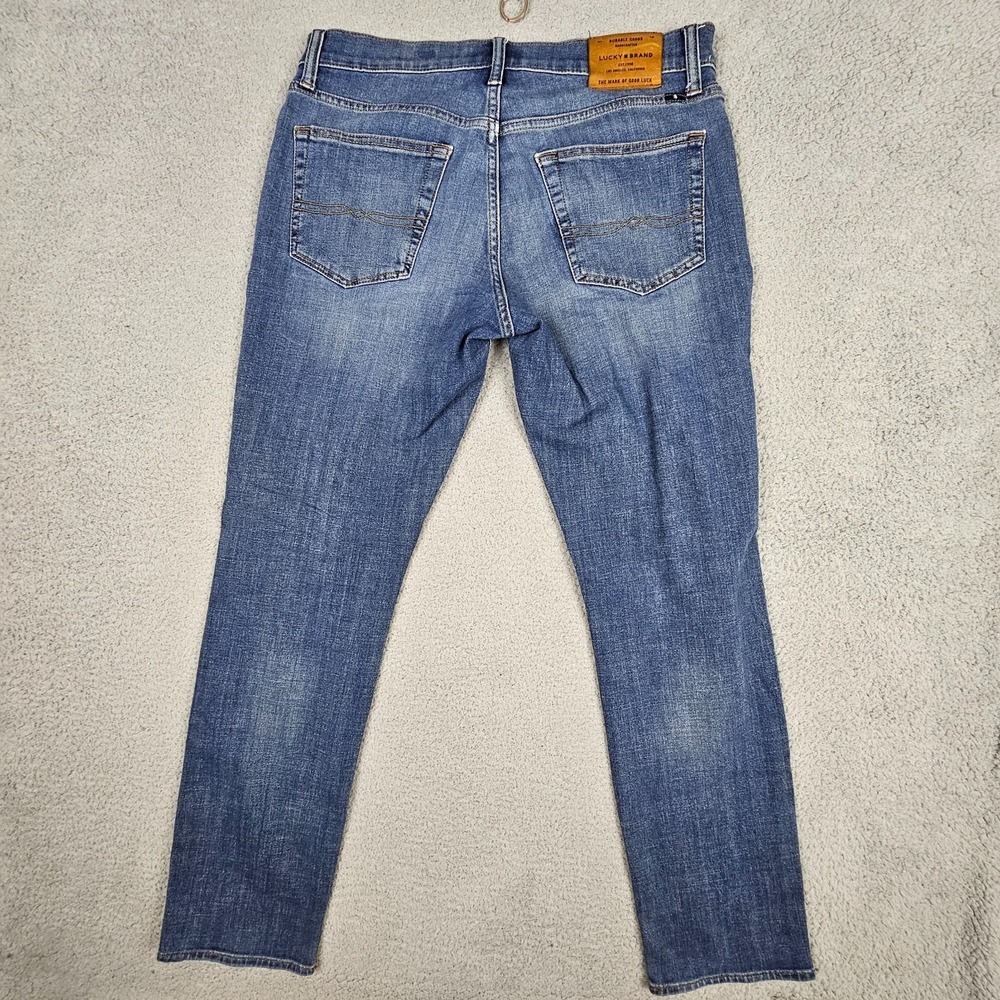 Lucky Brand 121 Slim Jeans Mens 33x31 Medium Wash Blue Stretch Denim Pants - Picture 3 of 9